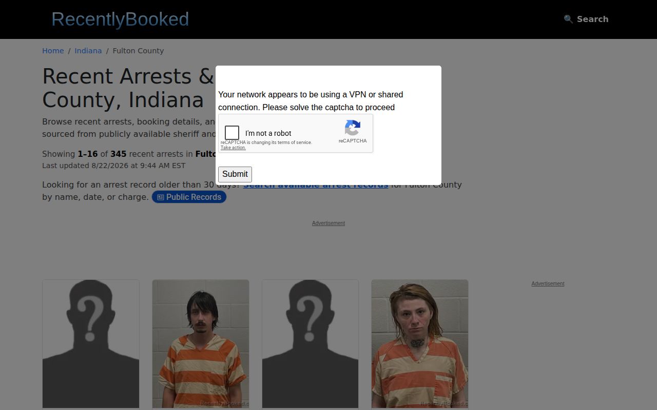 Unofficial Fulton County booking report interface